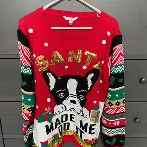 NWT No Boundaries Festive Dog Vibrant Red Christmas Sweater